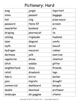 Featured image of post Pictionary Words For Adults Difficult